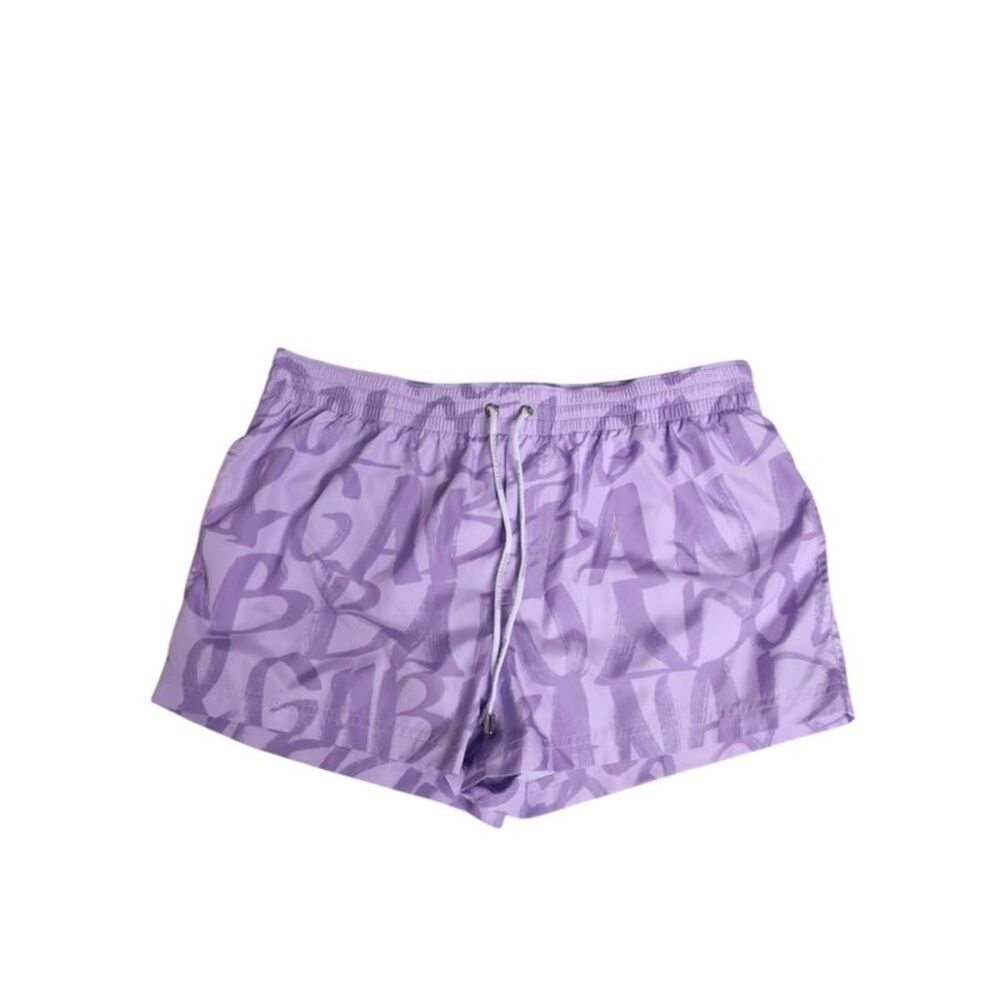 Dolce & Gabbana Logo Print Swim Trunks Men Purple Swimwear